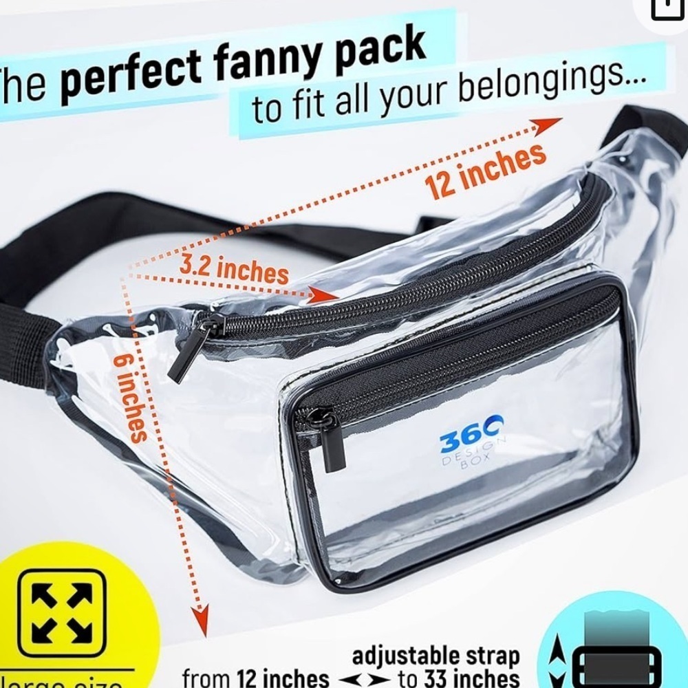 Clear Fanny Pack 💗Stadium Approved | Clear Bag for Concerts - Picture 2 of 4